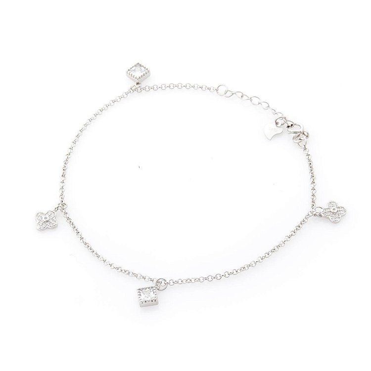 Срібний браслет "Конюшина" на ногу 141238 від ювелірного магазину Онікс