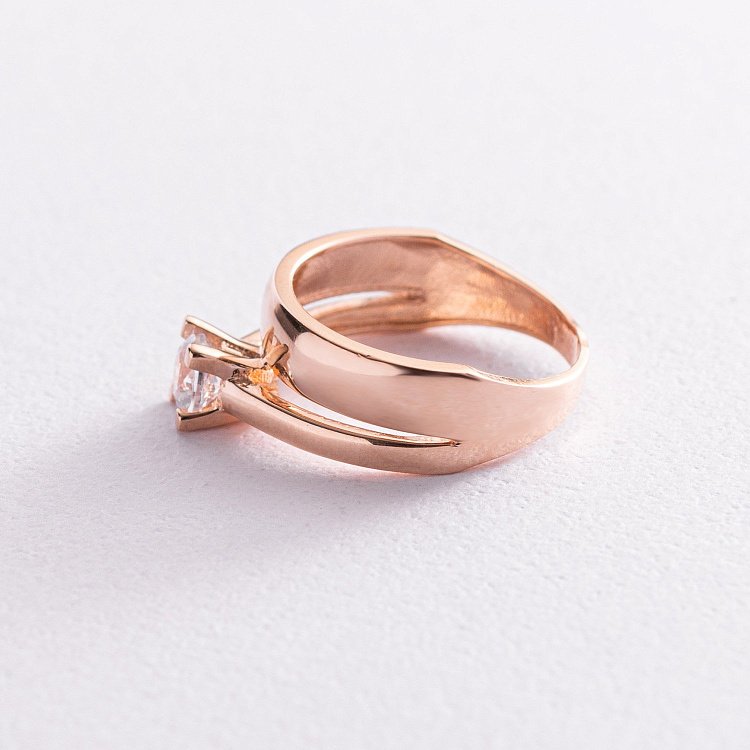 Помолвочное золотое кольцо с фианитом к05782 от ювелирного магазина Оникс - 2