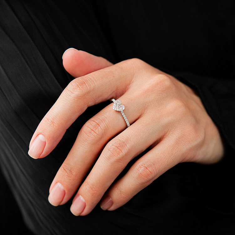 Золота каблучка "Сердечко" (діаманти) кб0652cha від ювелірного магазину Онікс - 1