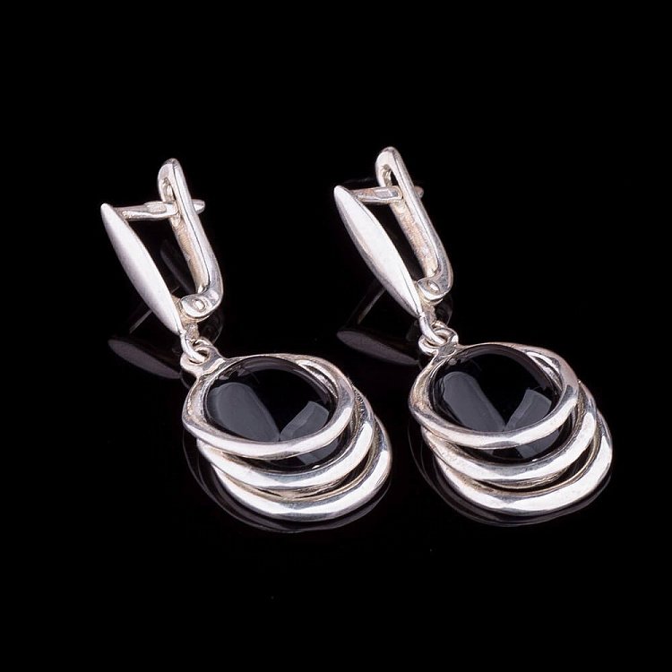 Сережки (обсидіан) 12608 від ювелірного магазину Онікс