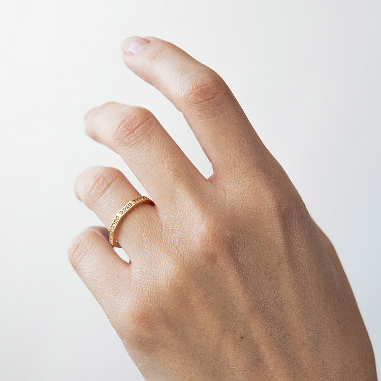 Каблучка "Далія" у жовтому золоті (фіаніти) к08054 від ювелірного магазину Онікс - 3