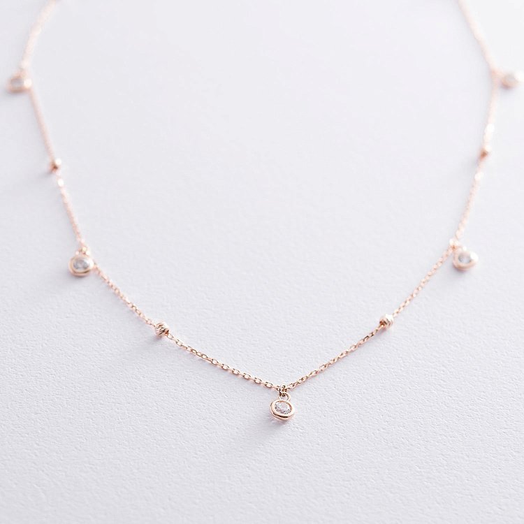 Кольє в червоному золоті з фіанітами кол01634 від ювелірного магазину Онікс