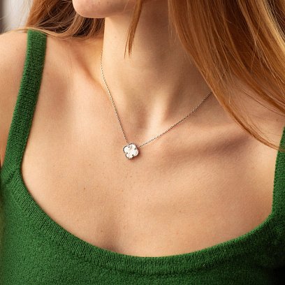 Срібне кольє "Конюшина" (перламутр) 181303 №2