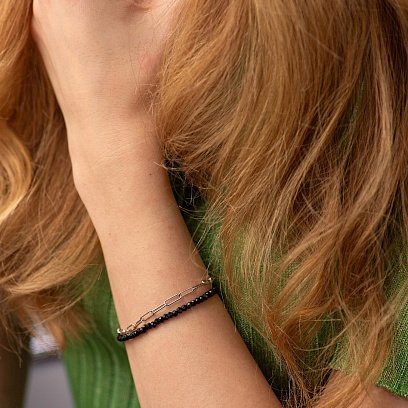 Срібний подвійний браслет (кришталь) 905-01438 №2