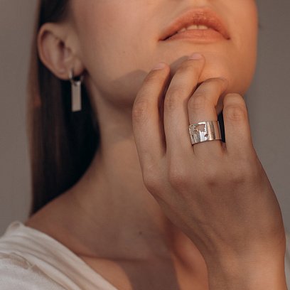 Срібний перстень "Карта світу" 112210 №4