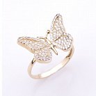Золотое кольцо "Бабочка" с фианитами к04032 от ювелирного магазина Оникс