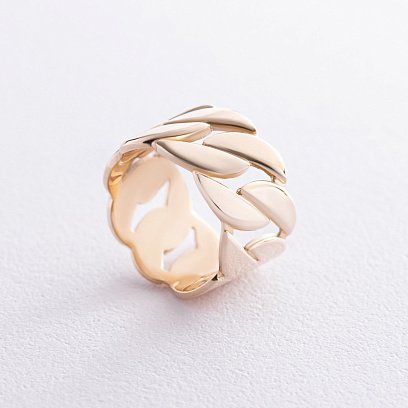 Широка каблучка "Елізабет" у жовтому золоті к07357 №9