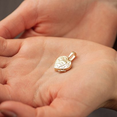 Підвіска для фото "Сердечко" в жовтому золоті п02969 №4