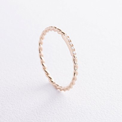 Кольцо "Мелоди" с фианитами (желтое золото) к07547 №2