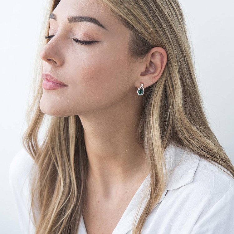 Золотые серьги (празиолит, фианит) с04196 от ювелирного магазина Оникс - 5