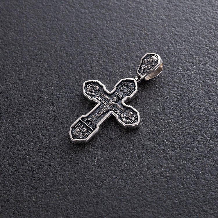 Православний хрест "Розп'яття Христове з деісусом. Ангел Хранитель. Образ Пресвятої Богородиці "Казанська" (чорніння) 132858 від ювелірного магазину Онікс - 5