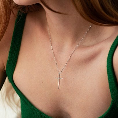 Колье "Крестик" в белом золоте кол01707 №4