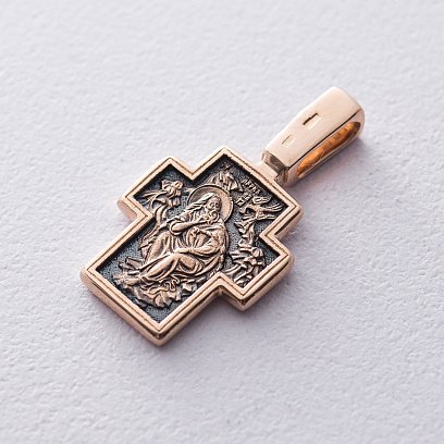 Золотой крест "Господь вседержитель. Илия пророк в пустыне" п02651 №2