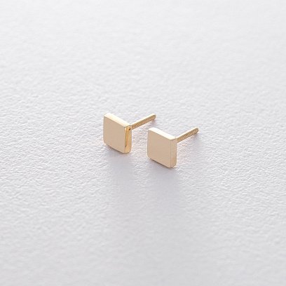 Золотые серьги-пусеты "Ромбы" с06227