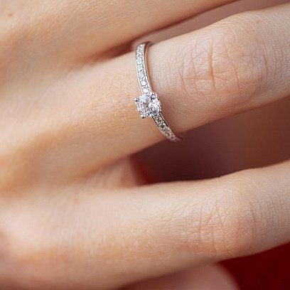 Золотое помолвочное кольцо "Сердечко" (фианиты) к07599 №4