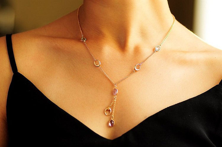 Золоте кольє з натуральними каменями кол00400 від ювелірного магазину Онікс - 2