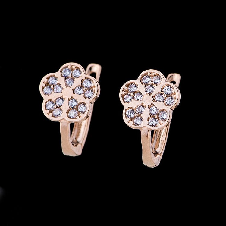 Золоті сережки "Квіточки" з фіанітами с04582 від ювелірного магазину Онікс