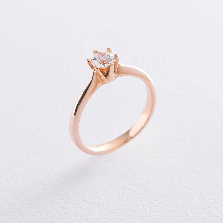 Золота заручальна каблучка (цирконій Swarovski) к06256 Золота заручальна каблучка (цирконій Swarovski) к06256 від ювелірного магазину Онікс