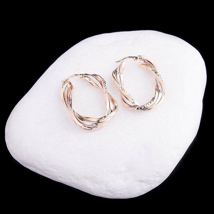 Золотые серьги без камней с03819 - 1 Золотые серьги без камней с03819 от ювелирного магазина Оникс - 1