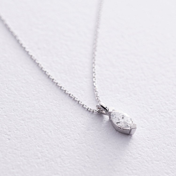 Золотое колье с одним камнем (бриллиант) колб0105z от ювелирного магазина Оникс - 3