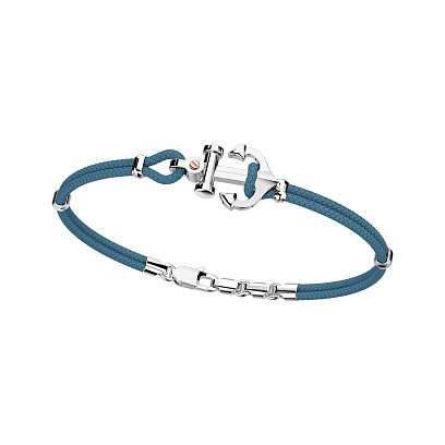 Мужской браслет с кевлара из серебром и золотой вставкой "Якорь" Zancan EXB619R-AV