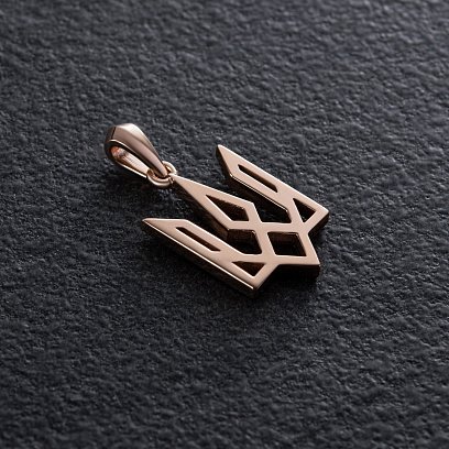 Подвеска "Герб Украины - Тризуб" в красном золоте п03722 №6