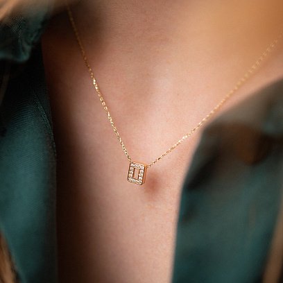 Кольє з буквою "О" в жовтому золоті (фіаніти) кол01165О №6