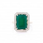 Золотое кольцо с зеленым агатом и фианитами 14032082 от ювелирного магазина Оникс - 2