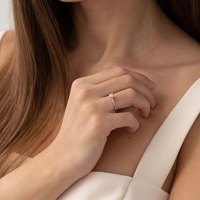 Золота заручальна каблучка (куб. циркон Swarovski) к06300 №2