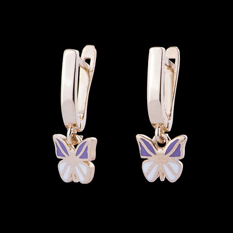 Дитячі золоті сережки "Метелики" с04801ф від ювелірного магазину Онікс