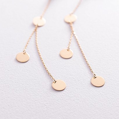 Сережки "Монетки" в жовтому золоті с07644 №3