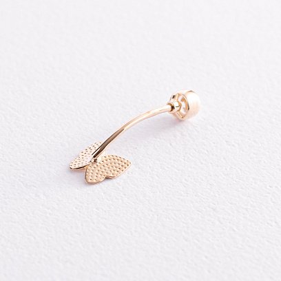 Золотий пірсинг у пупок "Метелик" з фіанітами пир00259 №2