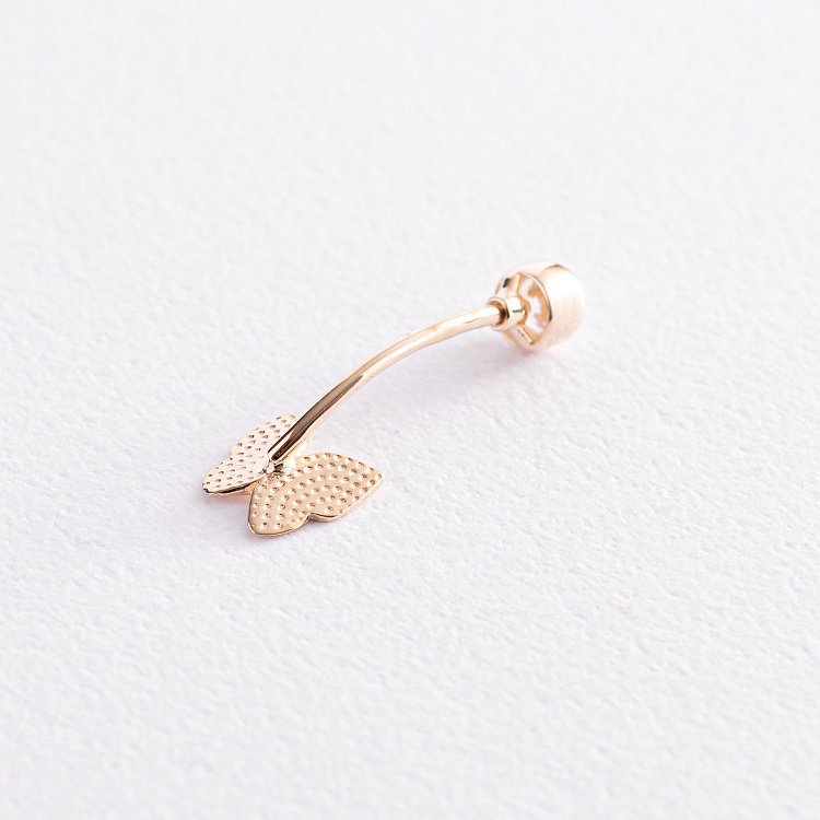 Золотий пірсинг у пупок "Метелик" з фіанітами пир00259 від ювелірного магазину Онікс - 1