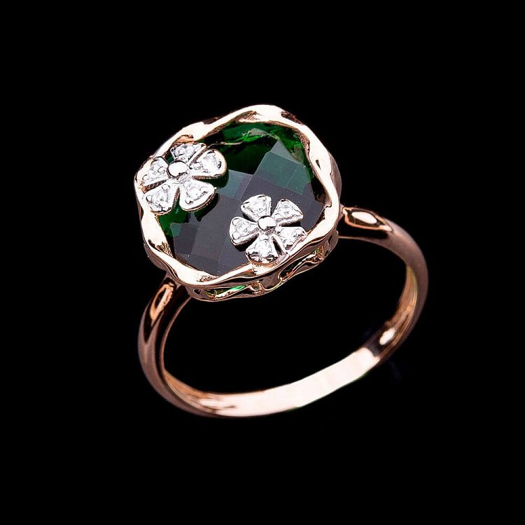 Золота каблучка з фіанітом к04401 від ювелірного магазину Онікс - 3