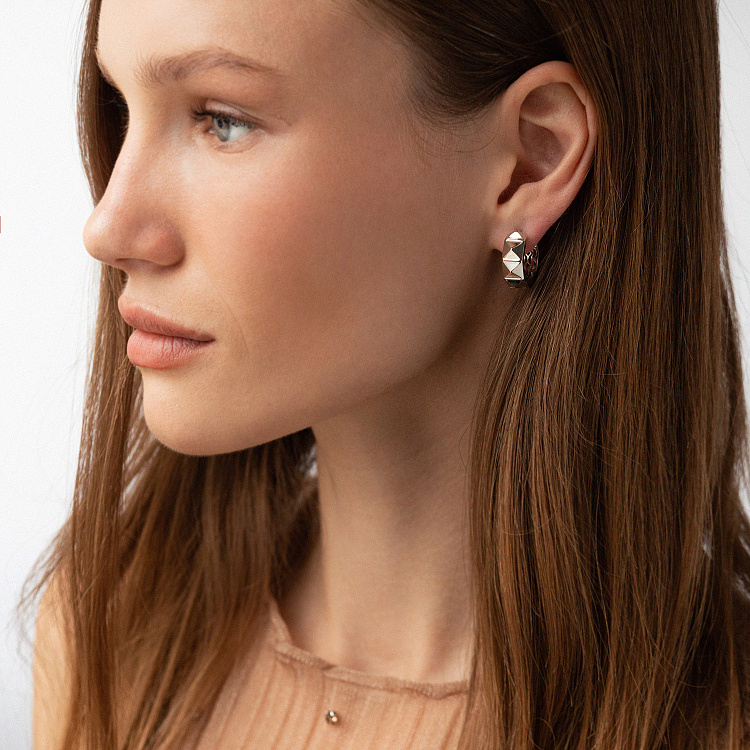 Сережки - кільця "Luisa" у білому золоті с09157 від ювелірного магазину Онікс - 6