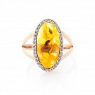 Золотое кольцо (янтарь, фианит) к05606 от ювелирного магазина Оникс - 1