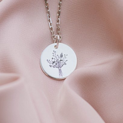 Срібний кулон з гравіюванням "Квіточки" 132724цв №10