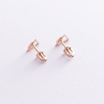 Сережки-пусети "Трикутники" (червоне золото) с06973 №3