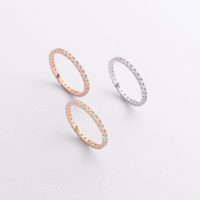 Кольцо с дорожкой камней в желтом золоте к08278 №3