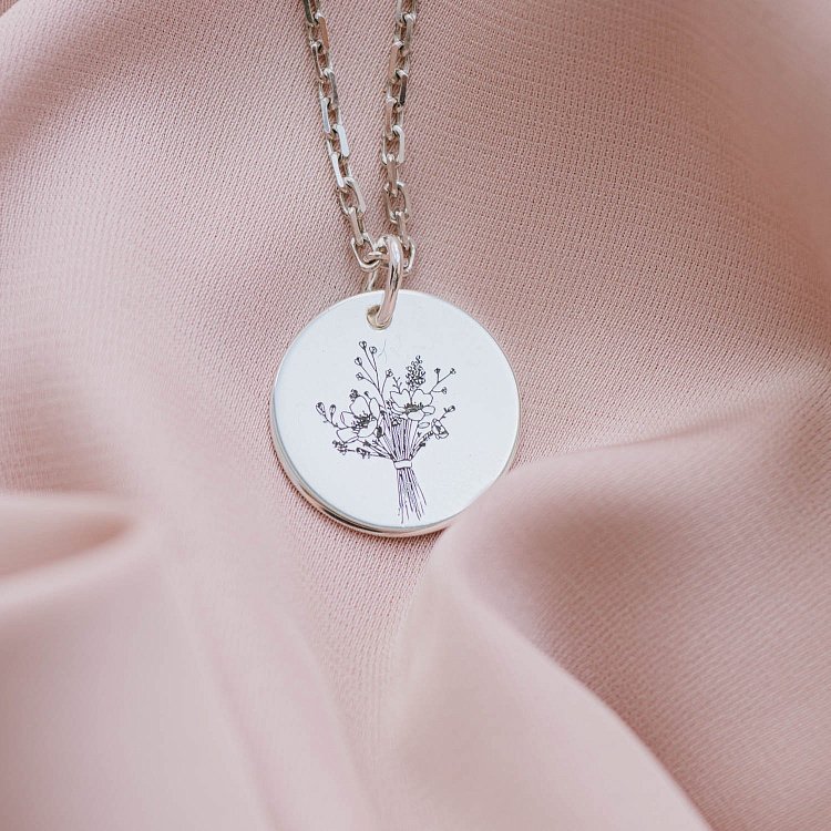 Срібний кулон з гравіюванням "Квіточки" 132724цв від ювелірного магазину Онікс - 9