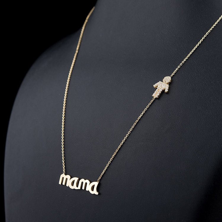 Золотое колье "Мама с мальчиком" кол00957 от ювелирного магазина Оникс - 1