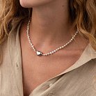Срібне кольє "Серце" з перлами 181234 от ювелирного магазина Оникс
