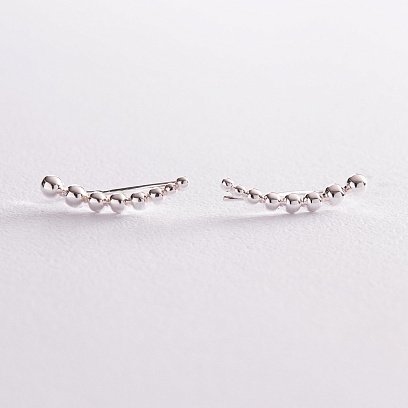 Серебряные серьги - клаймберы "Шарики" 123221 №2