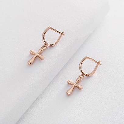 Золотые серьги с крестиками с05401
