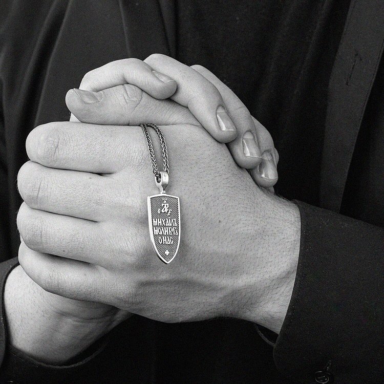 Золотой кулон "Архангел Михаил моли Бога о нас" п03823 от ювелирного магазина Оникс - 13