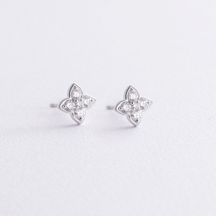 Золоті сережки - пусети "Конюшина" з діамантами сб0567sm від ювелірного магазину Онікс