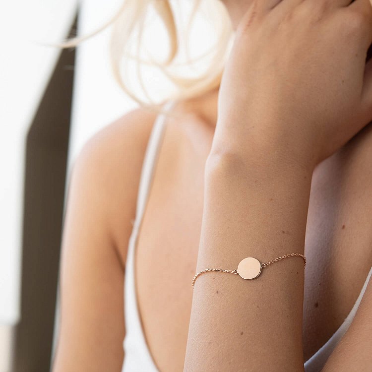 Браслет "Монетка" в красном золоте (возможна гравировка) б04918 от ювелирного магазина Оникс - 4