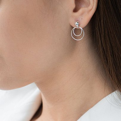 Серебряные серьги - пусеты "Кольца" 122558