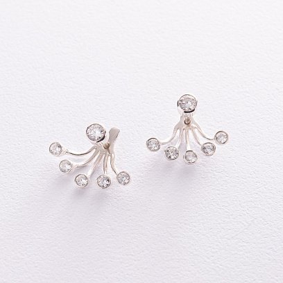 Серебряные серьги-пусеты с фианитами 121652 №2