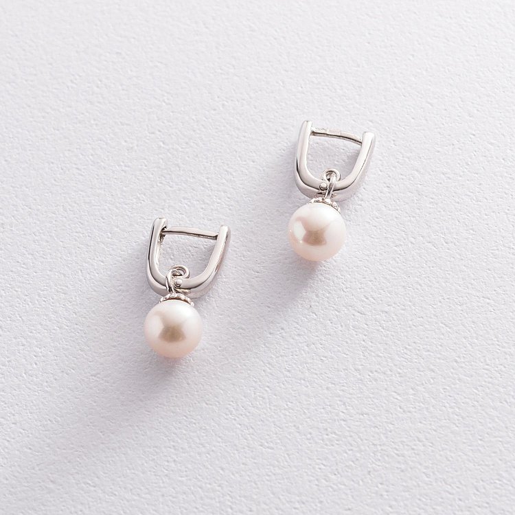 Золотые серьги с жемчугом с05836 от ювелирного магазина Оникс - 7